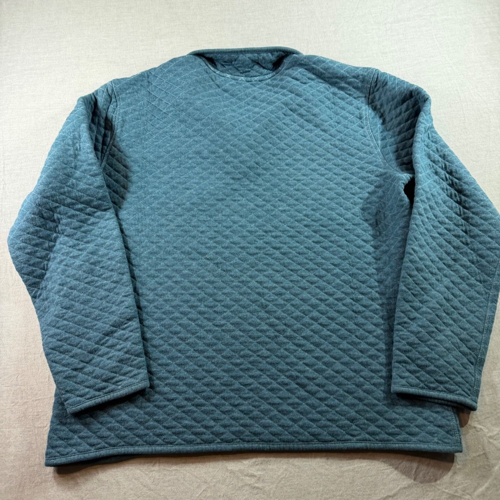 Eddie Bauer Quilted Quarter Zip Pullover Mens L Blue Excellent Diamond Pattern - Picture 8 of 10